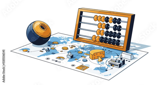 Global Business Operations and Financial Calculation Map