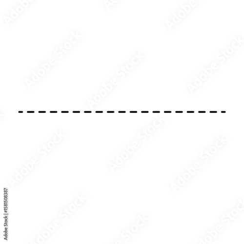 Single black dashed horizontal line on white. Minimalist abstract graphic great for clean design, decorative dividers, modern layouts, and creative illustration projects.