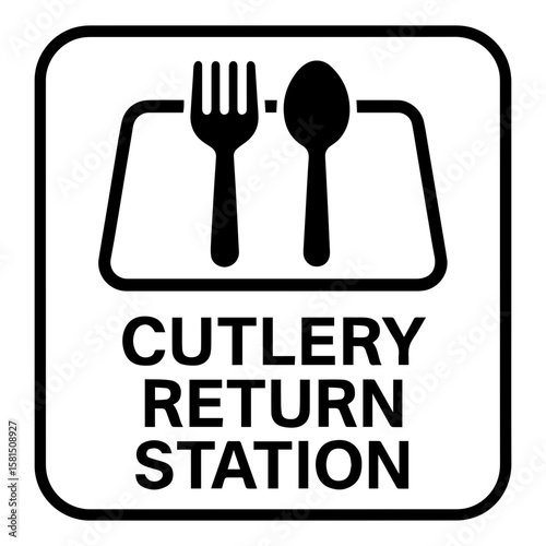 Cutlery return station icon with transparent background symbolizing dishware cleanup and self service dining etiquette
