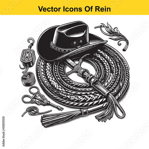 Western Horse Reins – Traditional Cowboy Riding Gear, Symbol of Control and Heritage