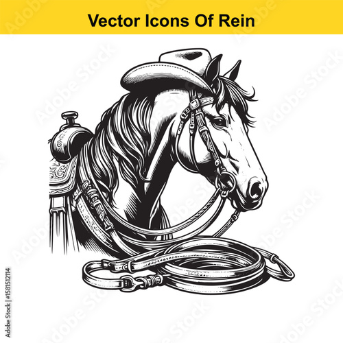 Western Horse Reins – Traditional Cowboy Riding Gear, Symbol of Control and Heritage
