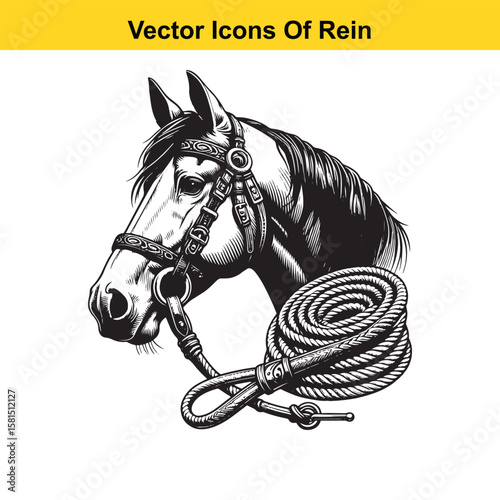 Western Horse Reins – Traditional Cowboy Riding Gear, Symbol of Control and Heritage