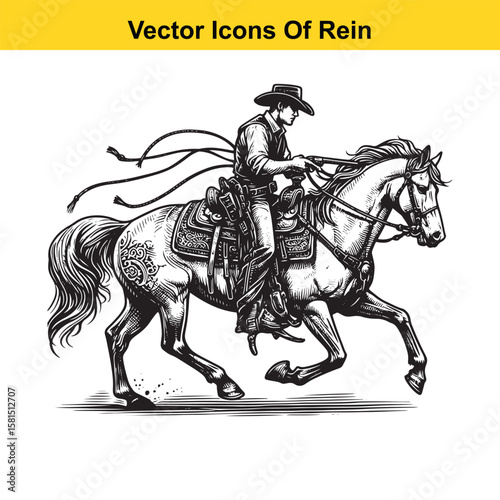 Western Horse Reins – Traditional Cowboy Riding Gear, Symbol of Control and Heritage