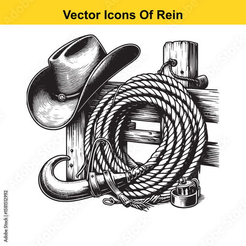 Western Horse Reins – Traditional Cowboy Riding Gear, Symbol of Control and Heritage
