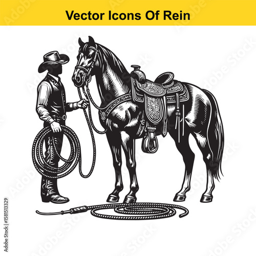 Western Horse Reins – Traditional Cowboy Riding Gear, Symbol of Control and Heritage