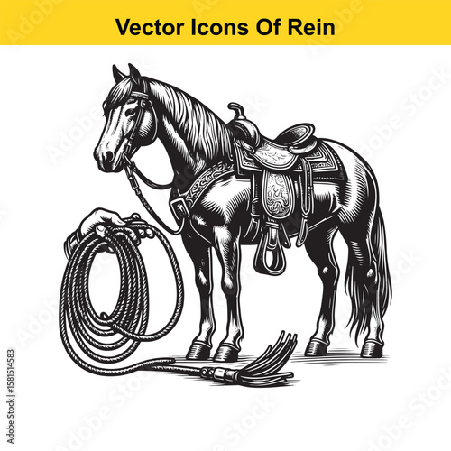Western Horse Reins – Traditional Cowboy Riding Gear, Symbol of Control and Heritage