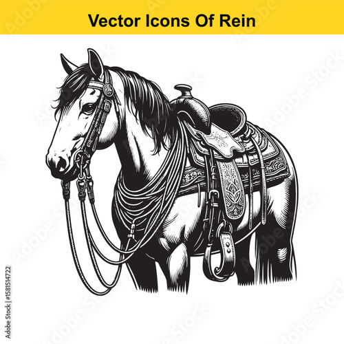 Western Horse Reins – Traditional Cowboy Riding Gear, Symbol of Control and Heritage