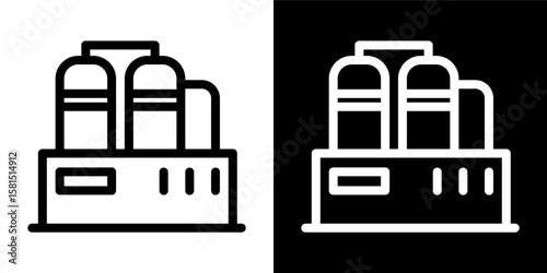 Industrial Factory Building Icon Symbol Production Plant Manufacturing Energy Oil Gas Chemical Process Outline