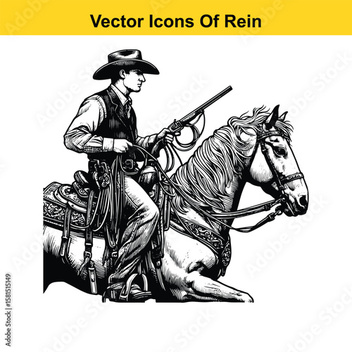 Western Horse Reins – Traditional Cowboy Riding Gear, Symbol of Control and Heritage