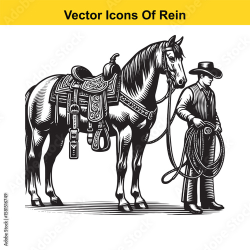 Western Horse Reins – Traditional Cowboy Riding Gear, Symbol of Control and Heritage