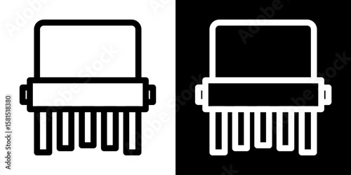 Paper Shredder Icon Document Destroyer Outline Minimalist Office Security Black White Background