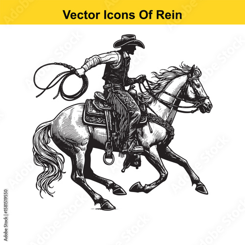 Western Horse Reins – Traditional Cowboy Riding Gear, Symbol of Control and Heritage