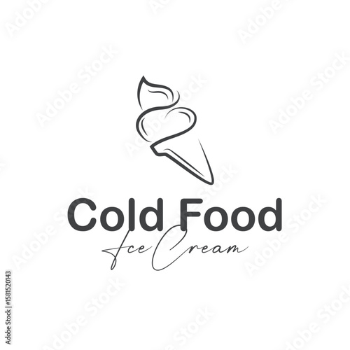 Sweet delicious, and cold food, ice cream logo with a modern and minimalist line concept suitable for business brand, template, poster, restaurant, cafe, as an illustration symbol