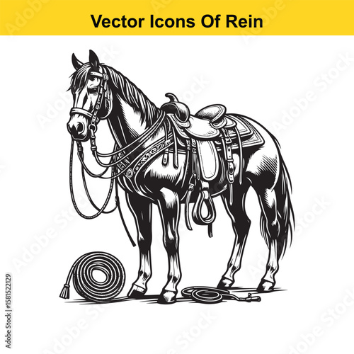 Western Horse Reins – Traditional Cowboy Riding Gear, Symbol of Control and Heritage