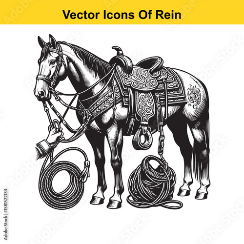 Western Horse Reins – Traditional Cowboy Riding Gear, Symbol of Control and Heritage