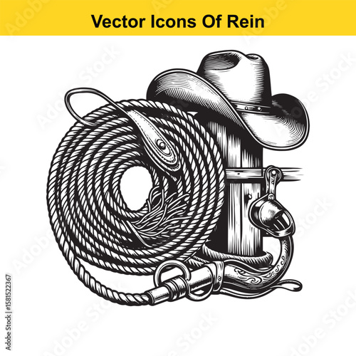 Western Horse Reins – Traditional Cowboy Riding Gear, Symbol of Control and Heritage