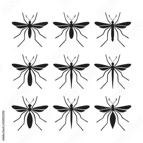 Mosquito Face Silhouette Bundle — 9 Unique Vector Styles in 1 Artboard