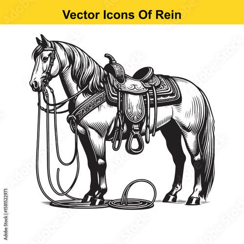 Western Horse Reins – Traditional Cowboy Riding Gear, Symbol of Control and Heritage