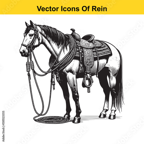 Western Horse Reins – Traditional Cowboy Riding Gear, Symbol of Control and Heritage