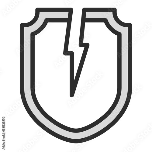 Shield Broken Lightning Icon Vector Cyber Security Error Threat