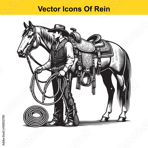 Western Horse Reins – Traditional Cowboy Riding Gear, Symbol of Control and Heritage