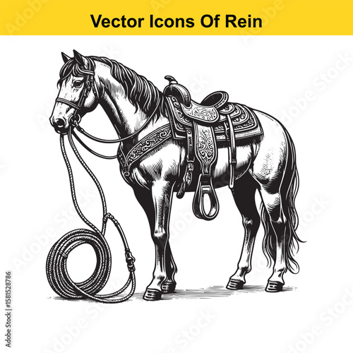 Western Horse Reins – Traditional Cowboy Riding Gear, Symbol of Control and Heritage