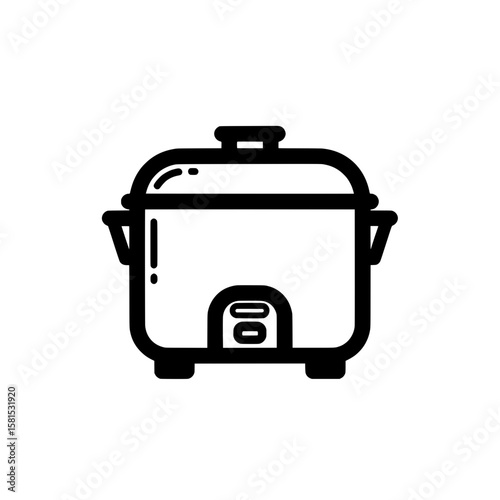 Outline of a rice cooker with lid and handles