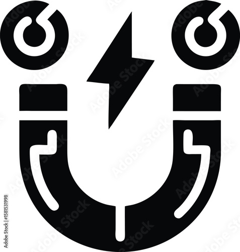 Magnetic field and energy symbol icon