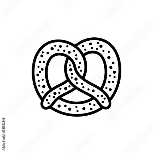 Pretzel with coarse salt on a black background