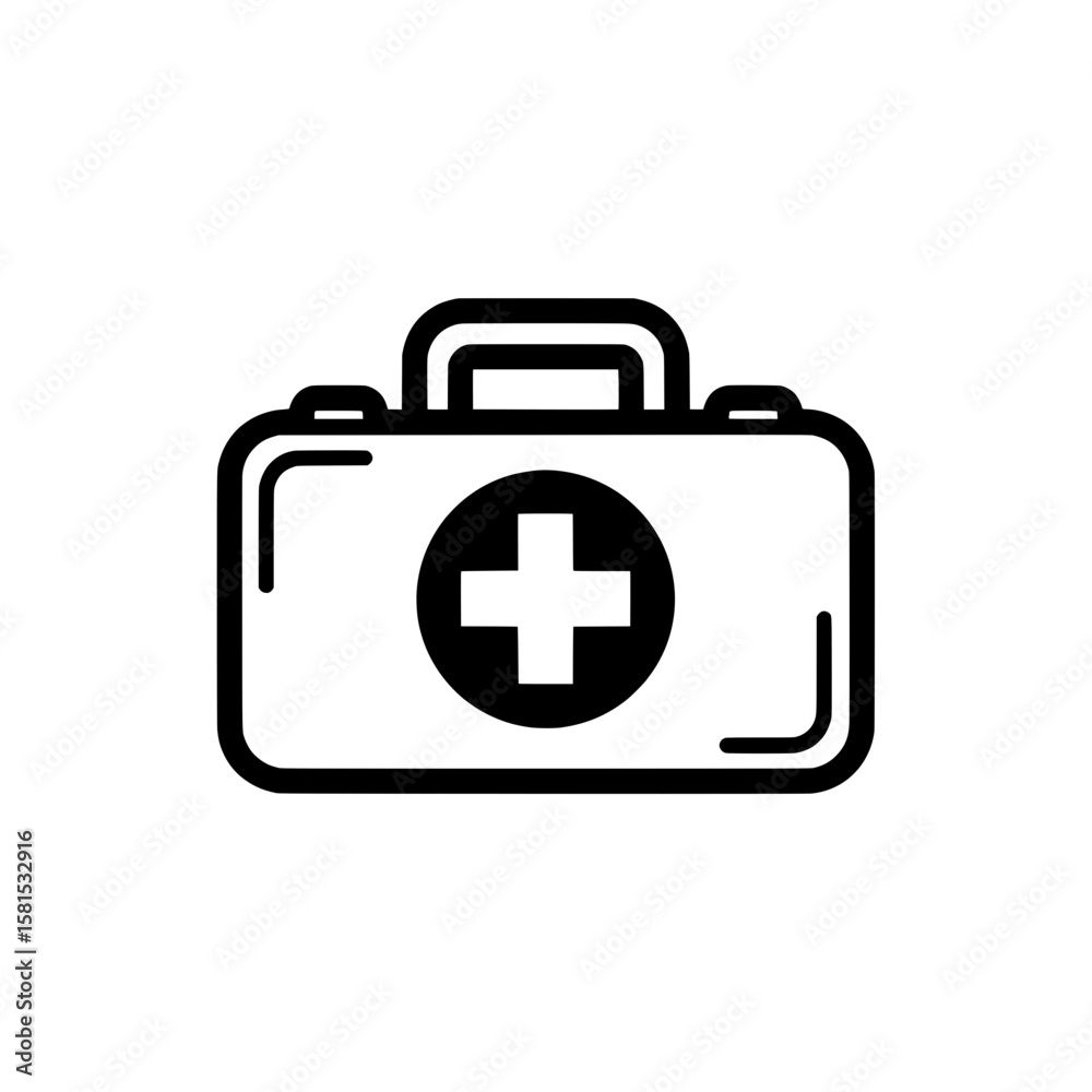 Medical kit with first aid cross symbol for health and emergency Medical kit with first aid cross symbol for health and emergency