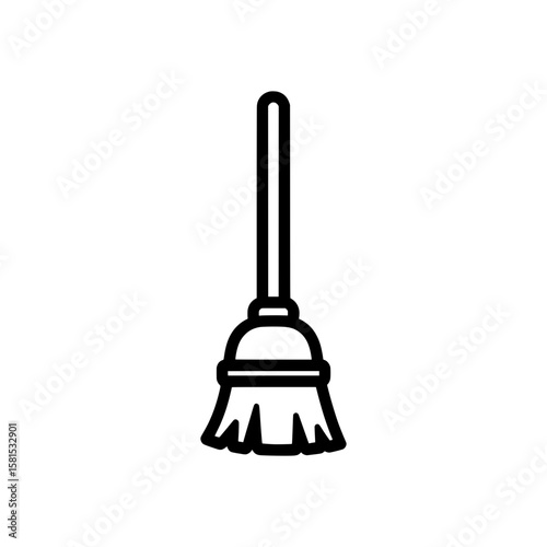 household cleaning broom with handle and bristles