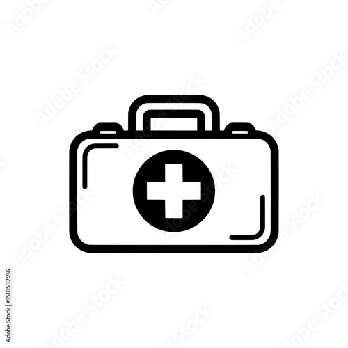Medical kit with first aid cross symbol for health and emergency