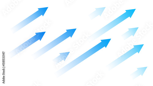 Blue Gradient Diagonal Arrows on Transparent Background

