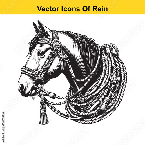 Western Horse Reins – Traditional Cowboy Riding Gear, Symbol of Control and Heritage
