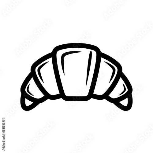 Outline of a croissant pastry with detailed crust segments