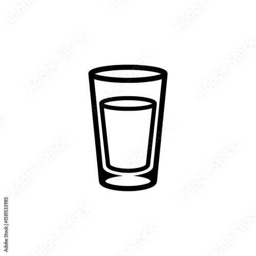 Glass of water with reflections on black background