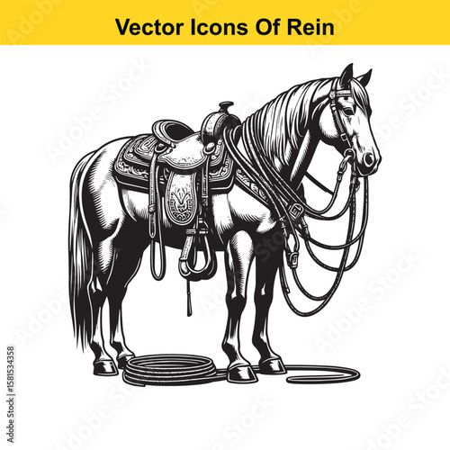 Western Horse Reins – Traditional Cowboy Riding Gear, Symbol of Control and Heritage