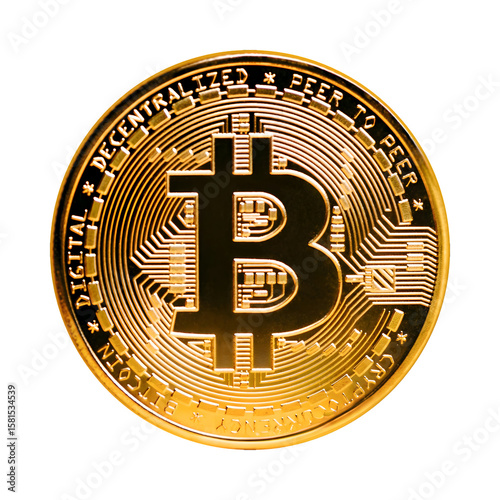 golden coin with bitcoin
