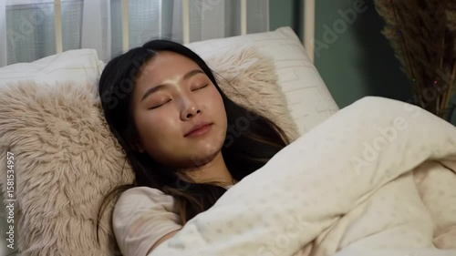 Woman sleeping peacefully in bed