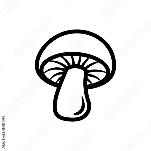 Mushroom with gills silhouette for nature or fungi themes