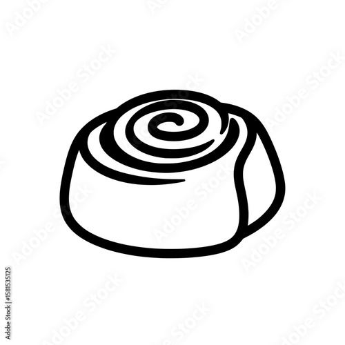 Stylized cinnamon roll in outline style for bakery and dessert themes