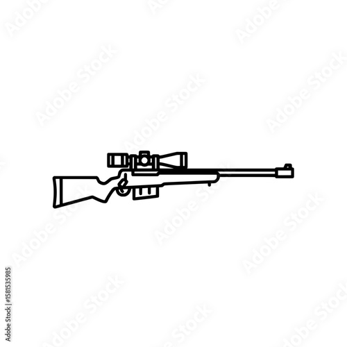 Outline of a sniper rifle with scope on a black background