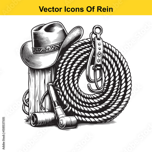 Western Horse Reins – Traditional Cowboy Riding Gear, Symbol of Control and Heritage