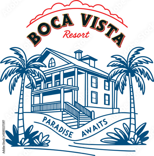 Boca Vista Resort Palm Trees and Building house architecture