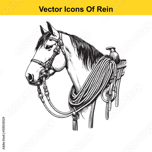 Western Horse Reins – Traditional Cowboy Riding Gear, Symbol of Control and Heritage
