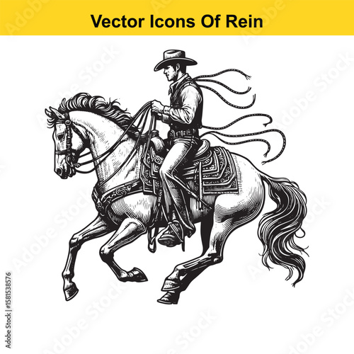 Western Horse Reins – Traditional Cowboy Riding Gear, Symbol of Control and Heritage