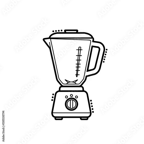 Line drawing of a blender for kitchen appliances and home cooking