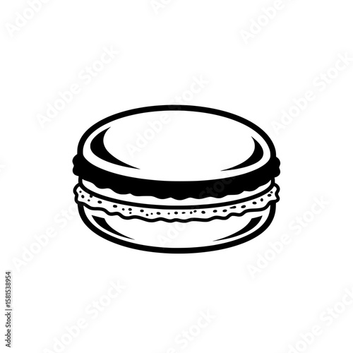 Macaroon cookie with filling on a white background