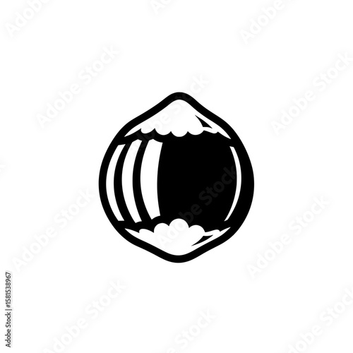 Stylized coconut with outlined details for tropical themes