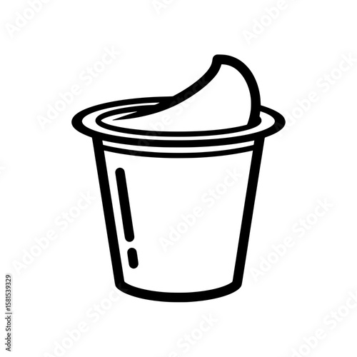 Ice cream scoop in a cup with a spoon for dessert presentation